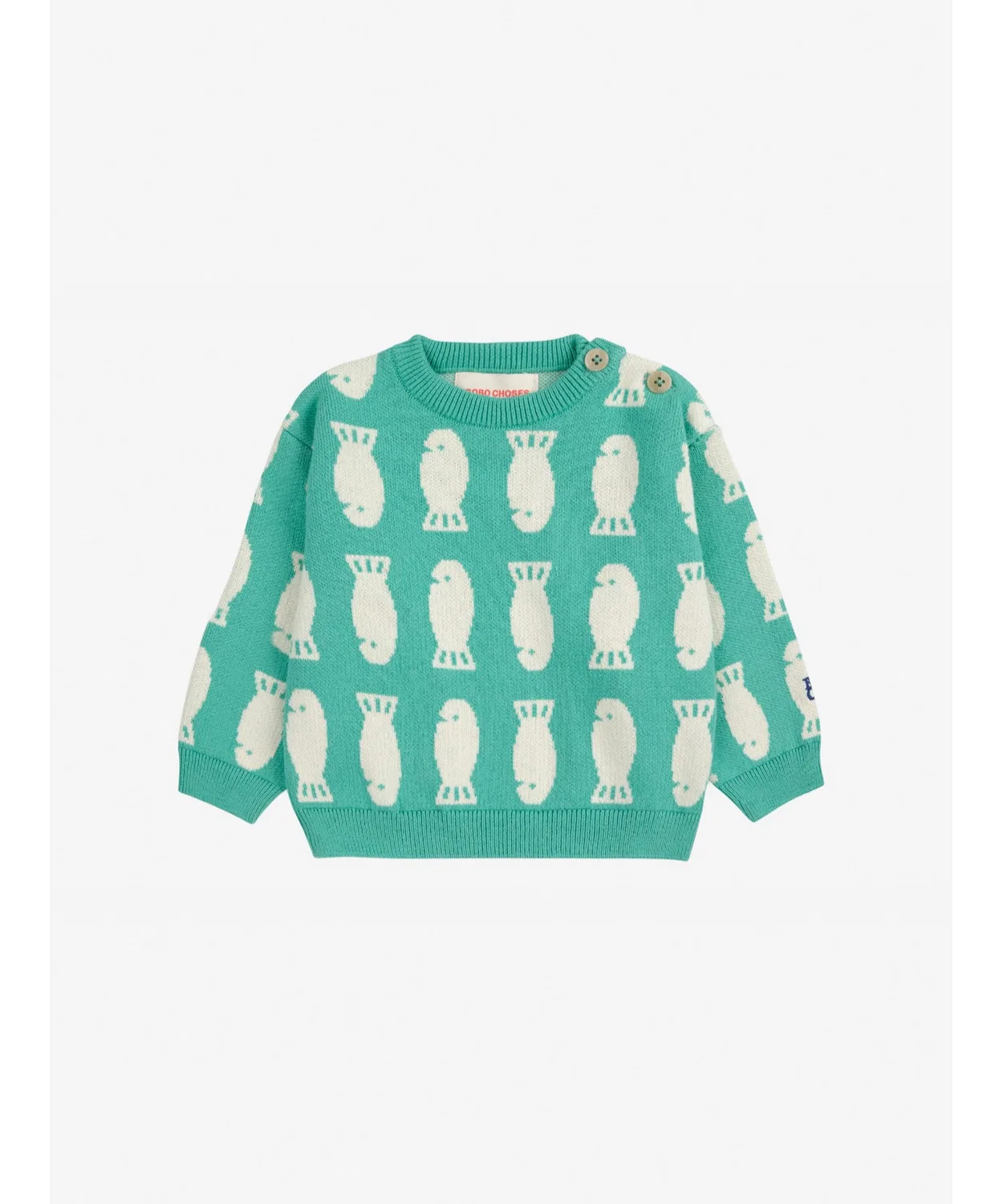Детский джемпер с жаккардовым узором Lucky Fish BOBO CHOSES, Light Green