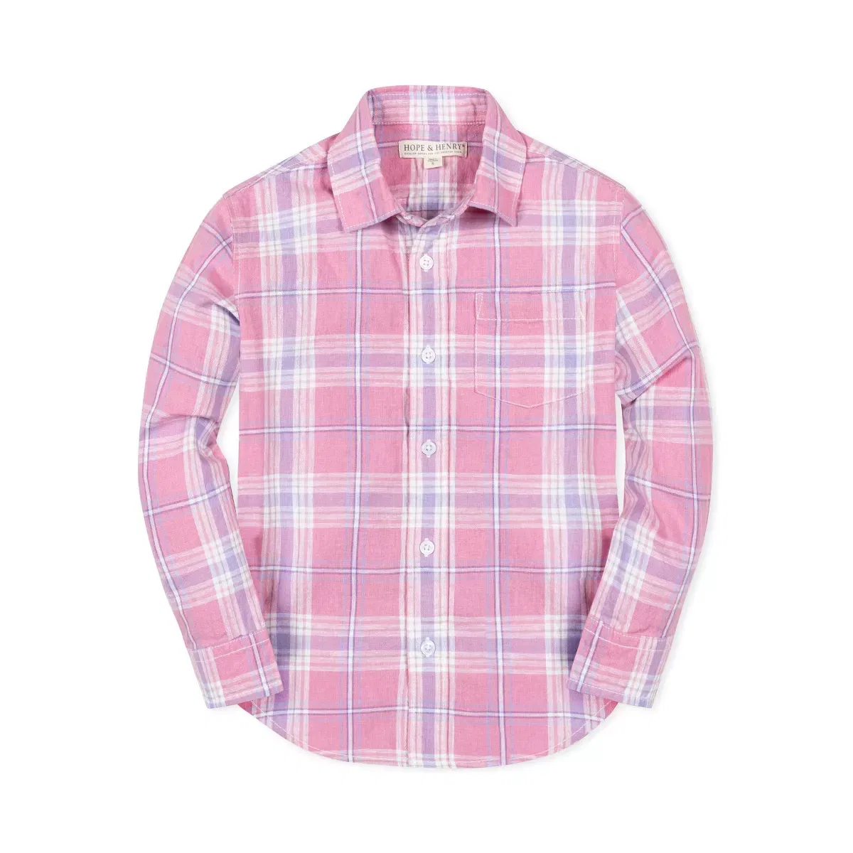 Детская рубашка для мальчиков с длинным рукавом Hope & Henry, Tea Room Pink Plaid