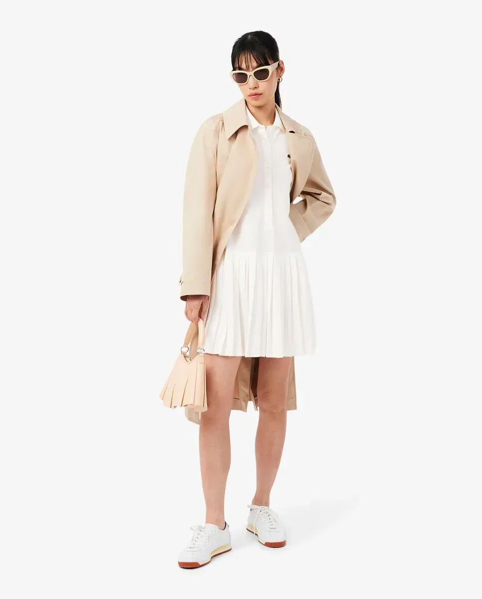 Платье Lacoste Blanco из пике с коротким рукавом, плиссированная юбка, белое — фото 4
