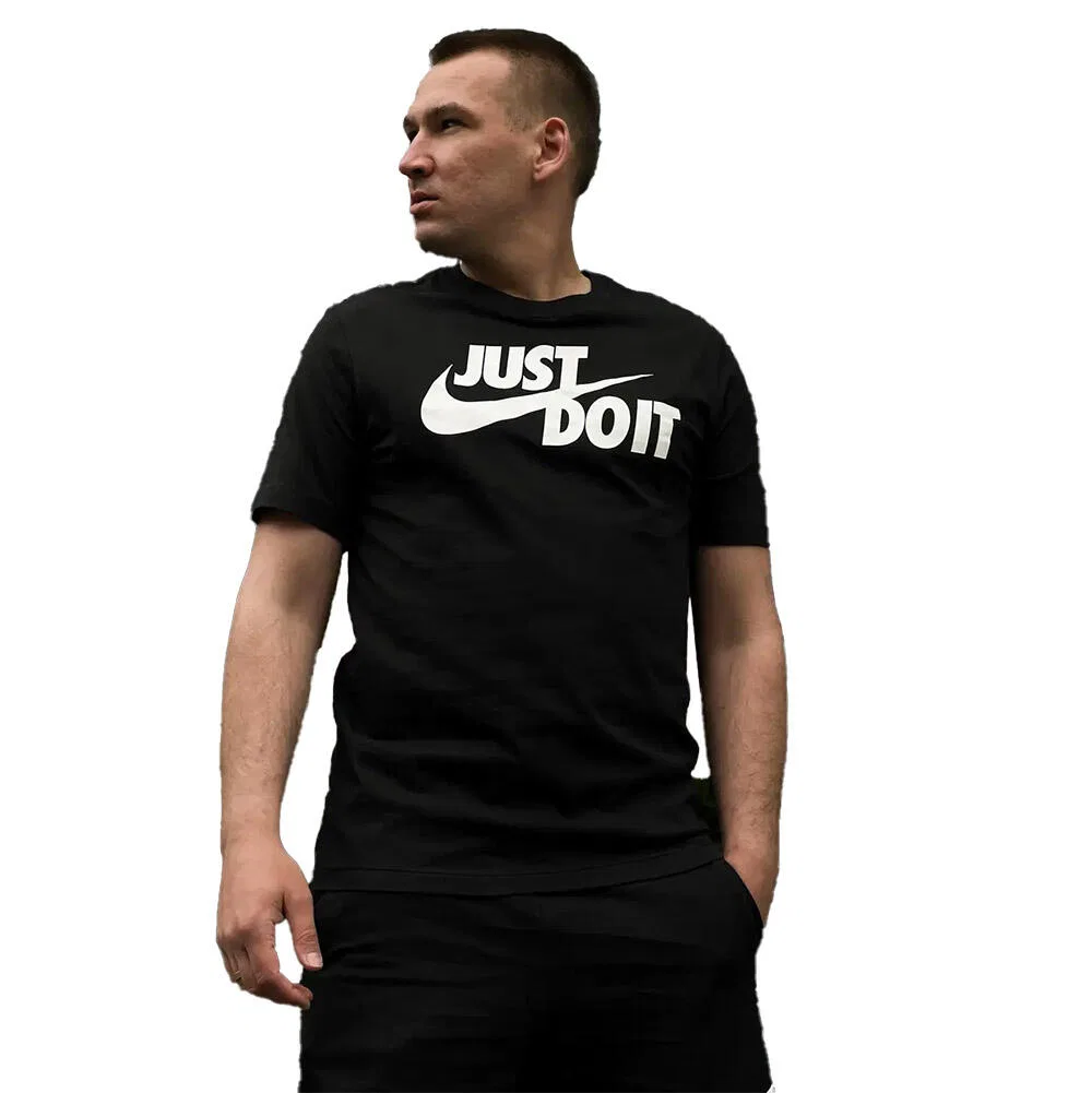 Мужская футболка с принтом Nike M Nsw Tee New Just Do It Swoosh, Цвет: Schwarz