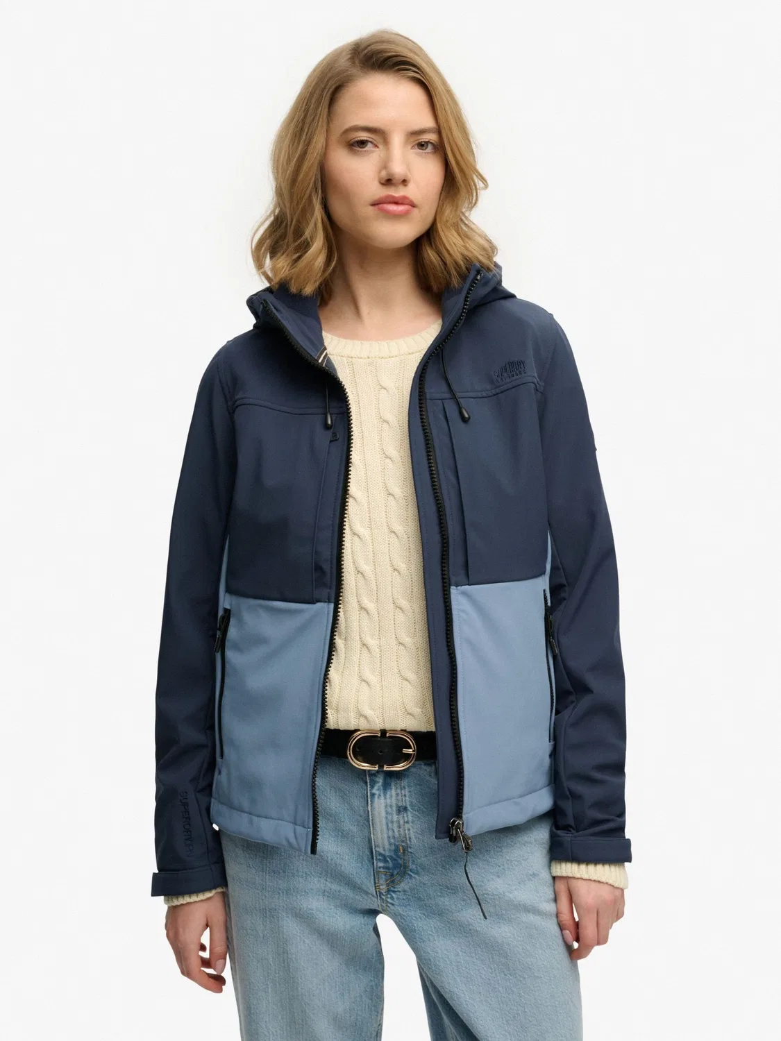 Куртка-трекер с капюшоном Superdry Colourblock, синяя