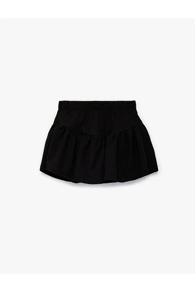 Детские шорты для девочек из жатой ткани Bürümcük fabric skirt with flounces and shorts Koton, Black