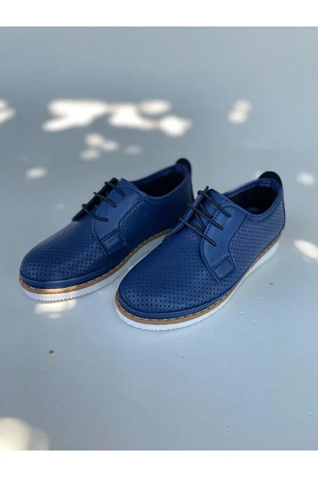 Детские туфли для мальчиков на плоском ходу Bircan, Navy Blue Shoelace — фото 3