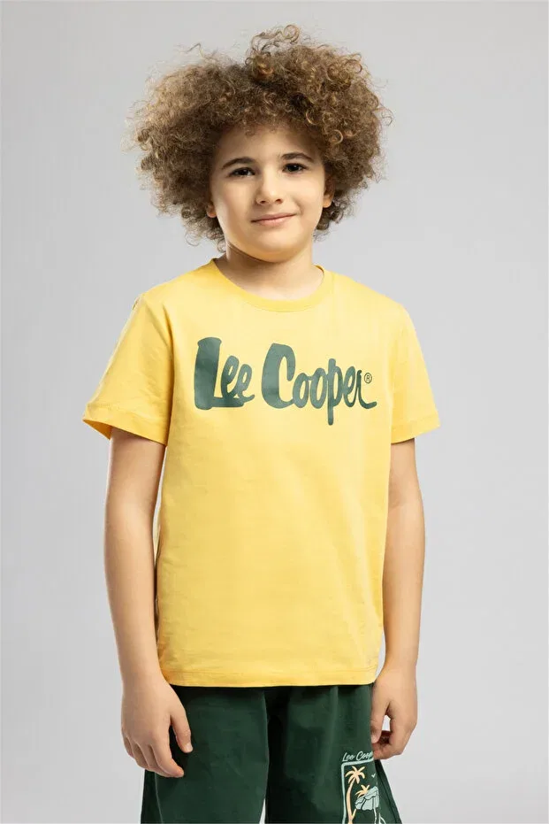 Детская футболка для мальчиков с принтом Londonlogo Lee Cooper, Yellow — фото 2