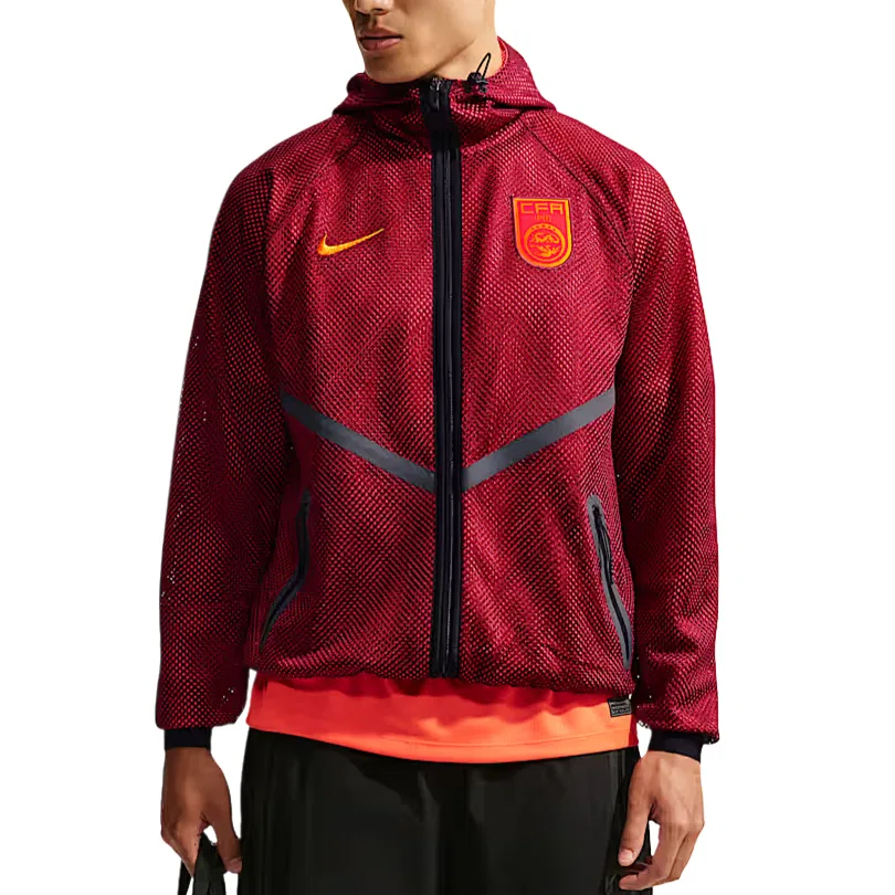 Куртка мужская капюшон Nike, Team Red/Bright Dark Red/Ochre Yellow