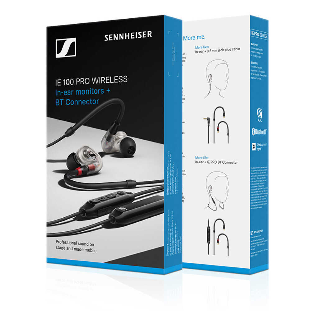 Беспроводные наушники-вкладыши SENNHEISER IE100PRO WIRELESS с креплением на шею, черный/прозрачный — фото 3