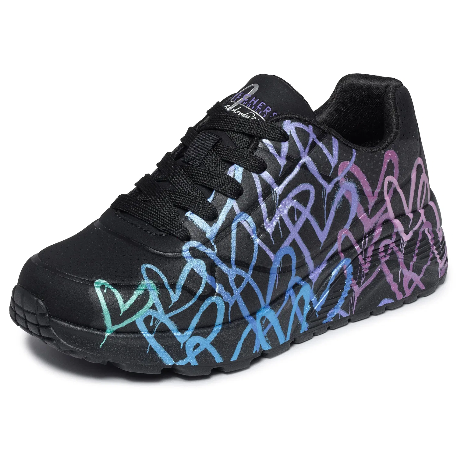 Детские кеды с принтом сердечек Skechers UNO LITE, Black/Multi