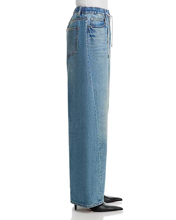 Женские джинсы с завышенной талией Balloon Mid Rise Wide Leg Jeans Alexander Wang, Tinted Medium Indigo — фото 4