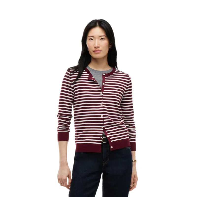 Женский джемпер с круглым вырезом Tommy Hilfiger, Burgundy White Stripes VLP