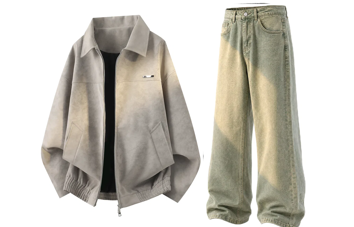 Детский комплект спортивной одежды с отложным воротником X1617, Gray Top Yellow Mud Jeans