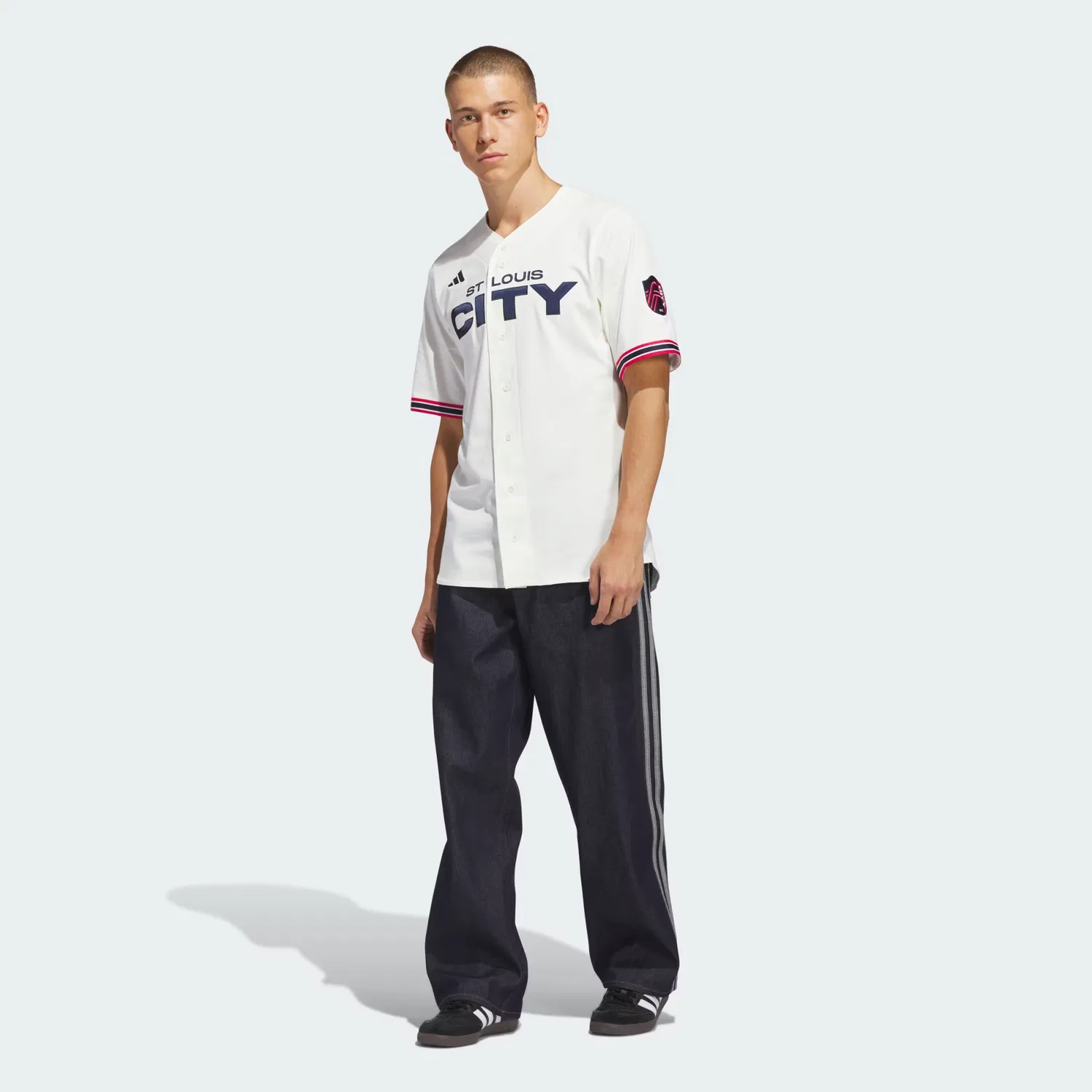 Мужская футбольная рубашка на пуговицах St Louis City SC Adidas Performance, Off White — фото 3
