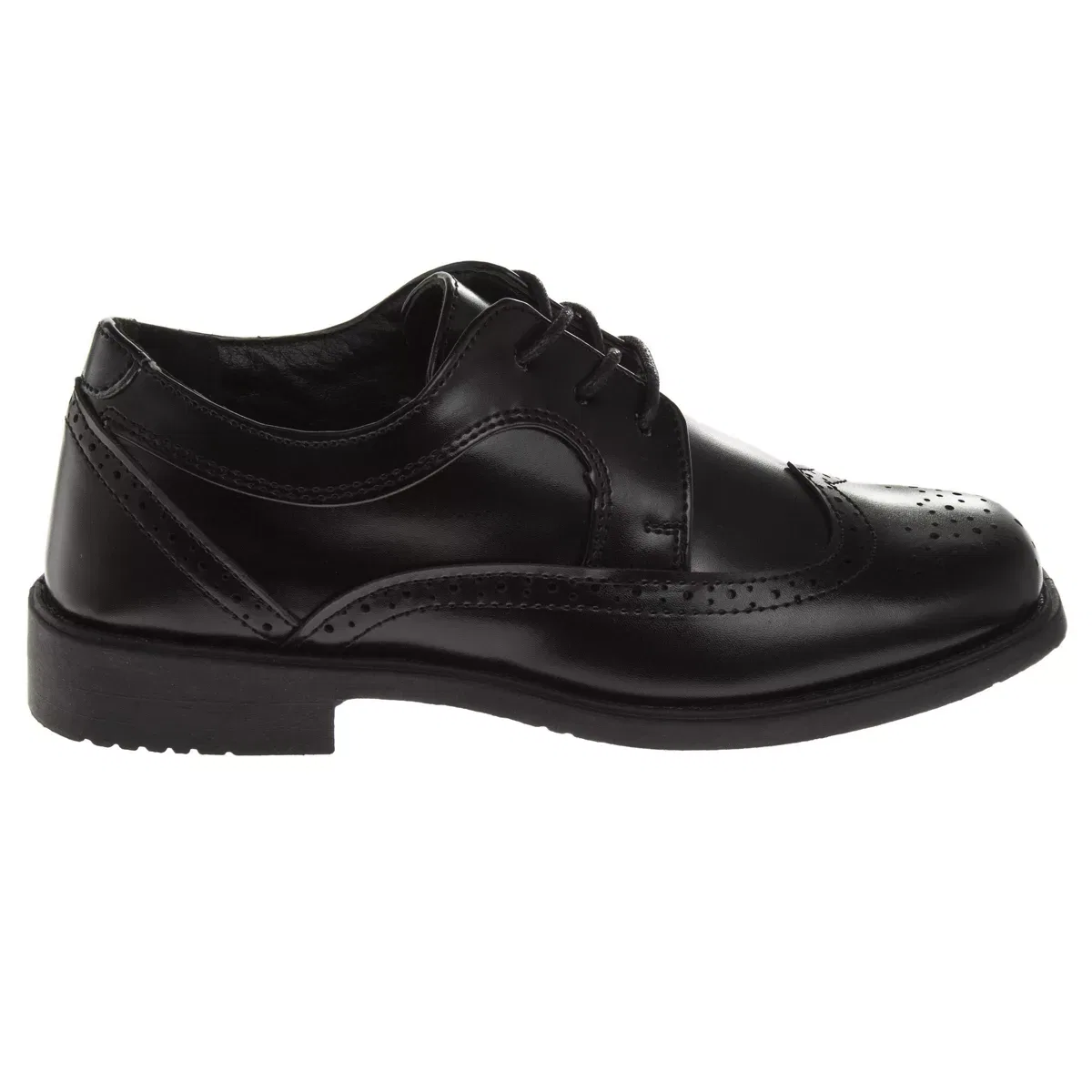 Детские туфли-оксфорды на шнуровке с мыском-крылом Josmo Boys Wingtip Oxford Lace Dress Shoes Laura Ashley, Black — фото 2
