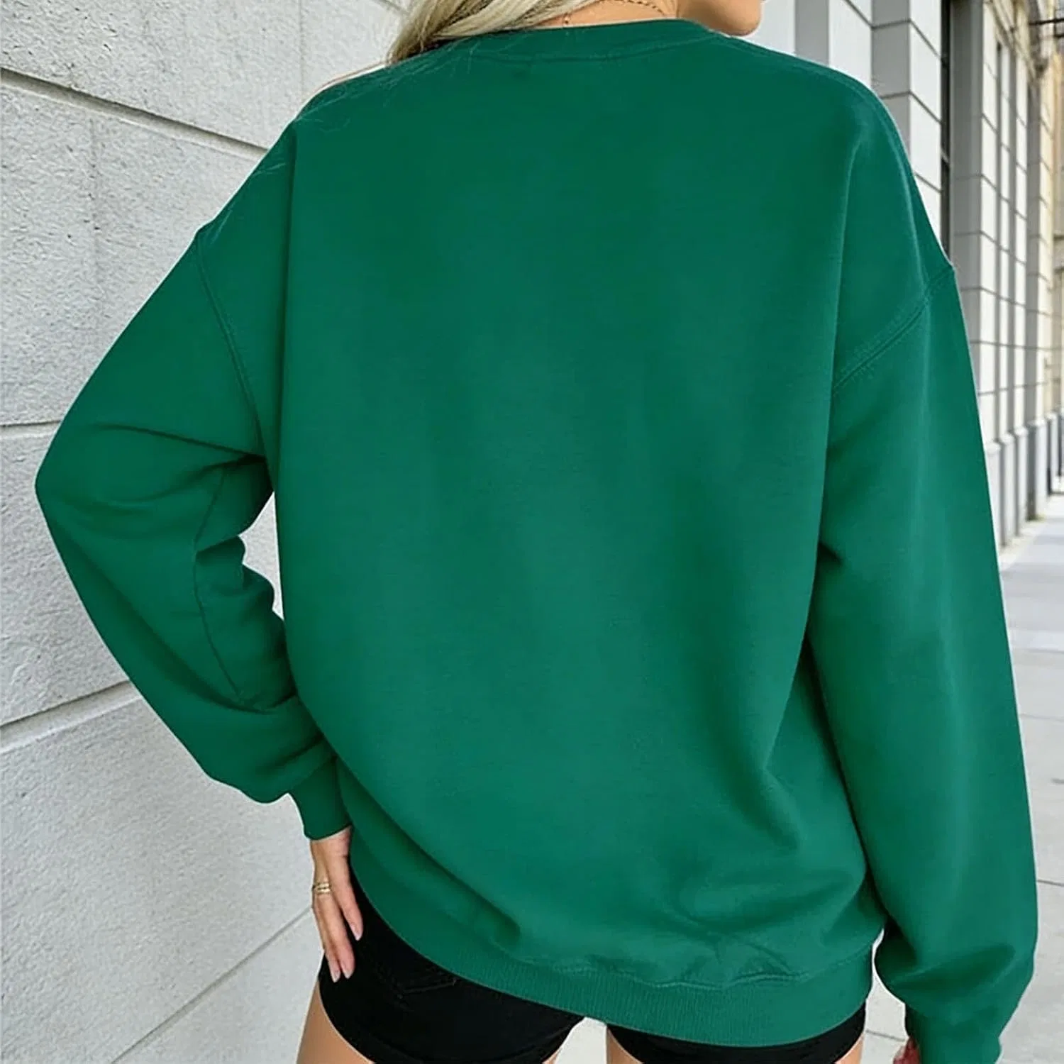Женский свитшот с принтом St Patricks Day, зелёный — фото 3