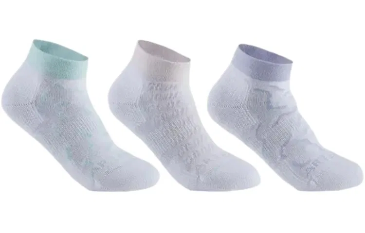 Детские носки с принтом, комплект из 3 пар, DECATHLON, White/Fluorescent Grass Green/Crystal Blue