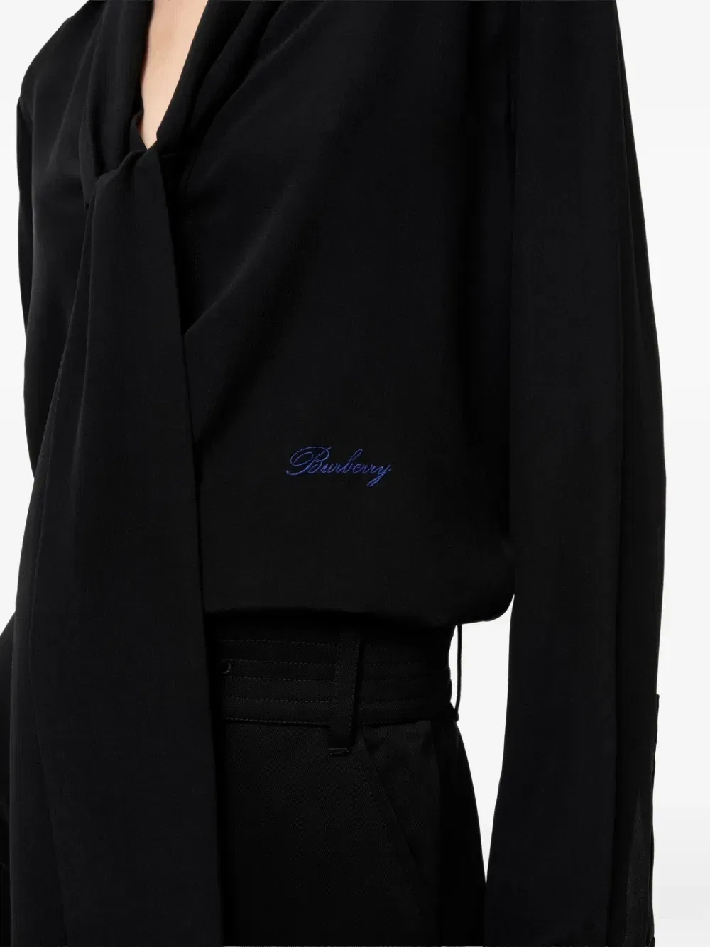 Шелковая блузка Burberry, черный — фото 3