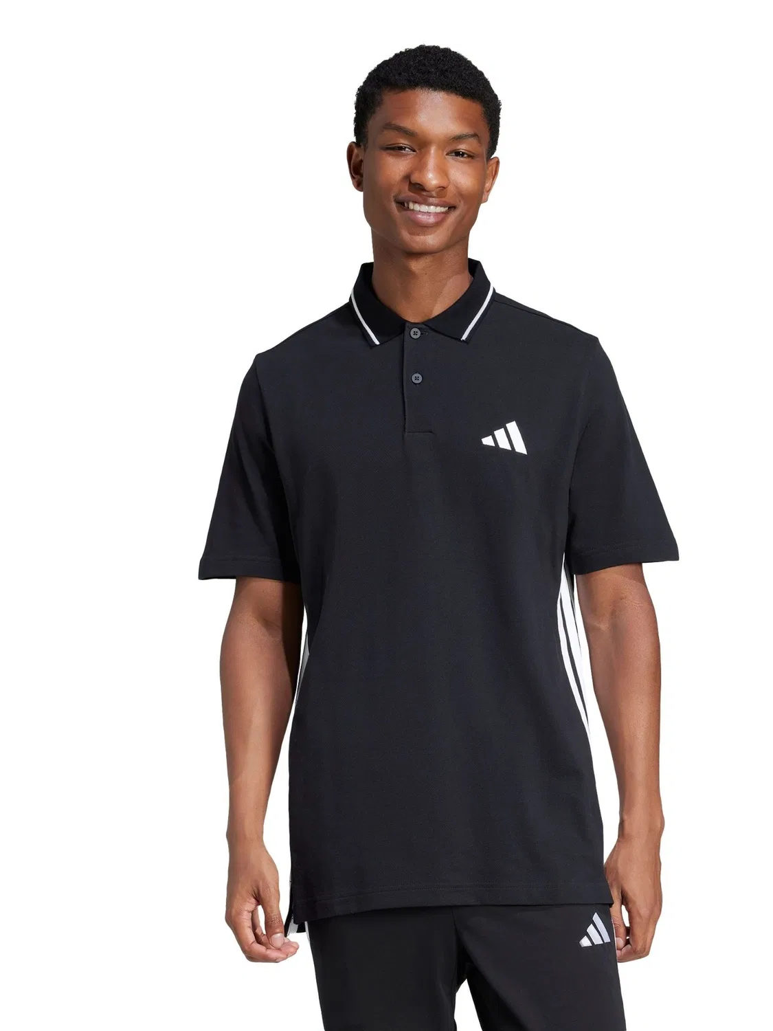 Поло пике, 3-полосные вставки, Essentials adidas, черный