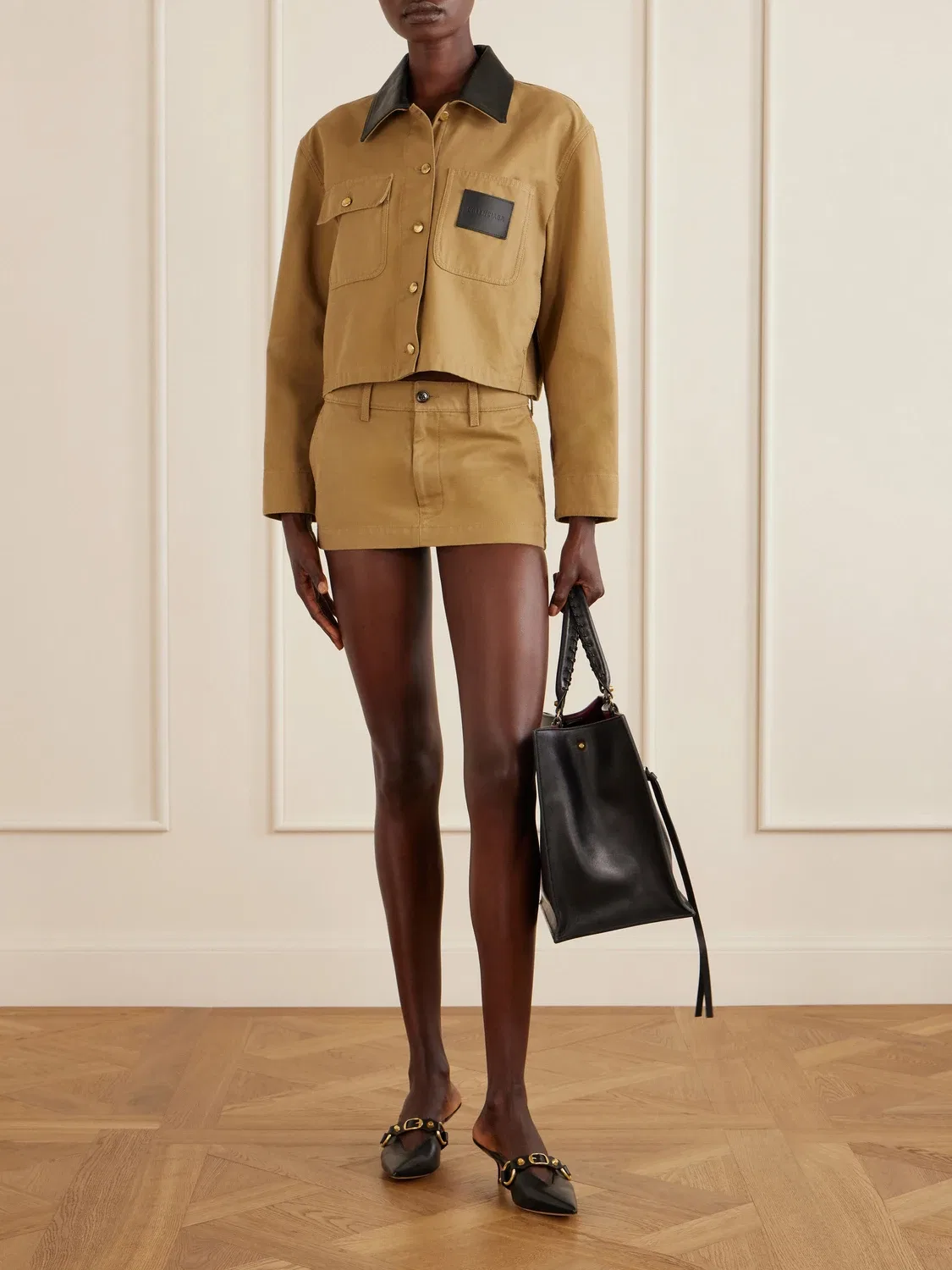 Хлопковая джинсовая мини-юбка карго BALENCIAGA, бежевый — фото 2