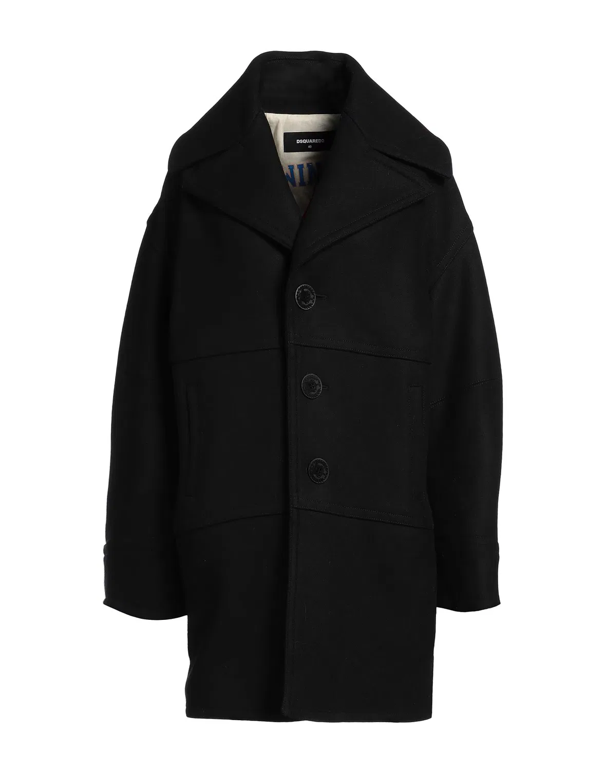 Женское двубортное пальто с лацканом из шерсти Dsquared2, черный