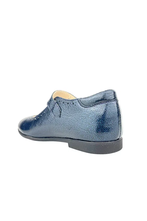 Детские туфли для девочек кожаные модели Janset Nubebe, Navy Blue Patent Leather — фото 3