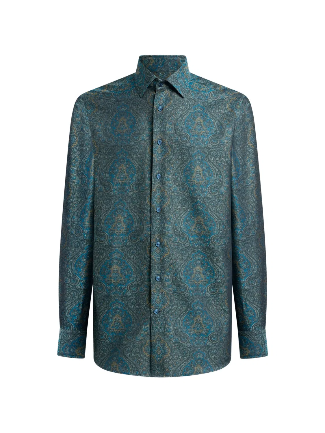 Рубашка из хлопкового жаккарда, синяя ETRO, синий