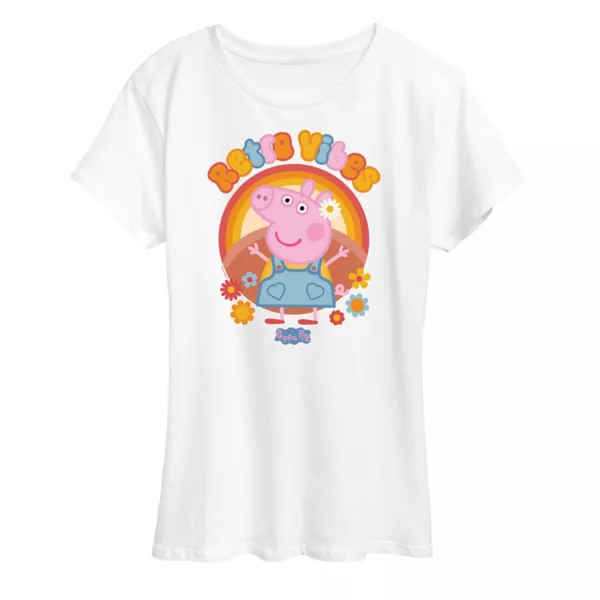 

Женская футболка с принтом Peppa Pig в ретро-стиле Licensed Character, белый