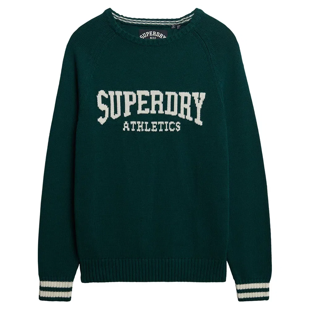 Свитер с графическим рисунком Slouchy Intarsia Superdry, зеленый — фото 3