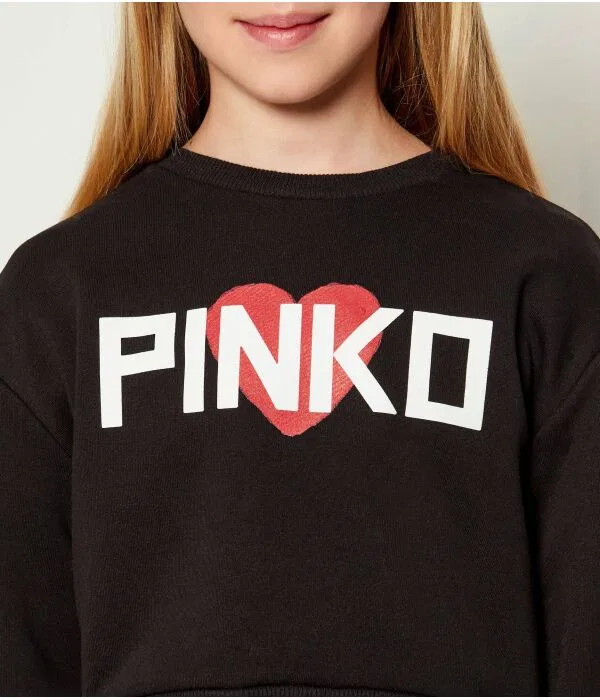 Детская толстовка для девочек укороченная Pinko Up, черный — фото 4