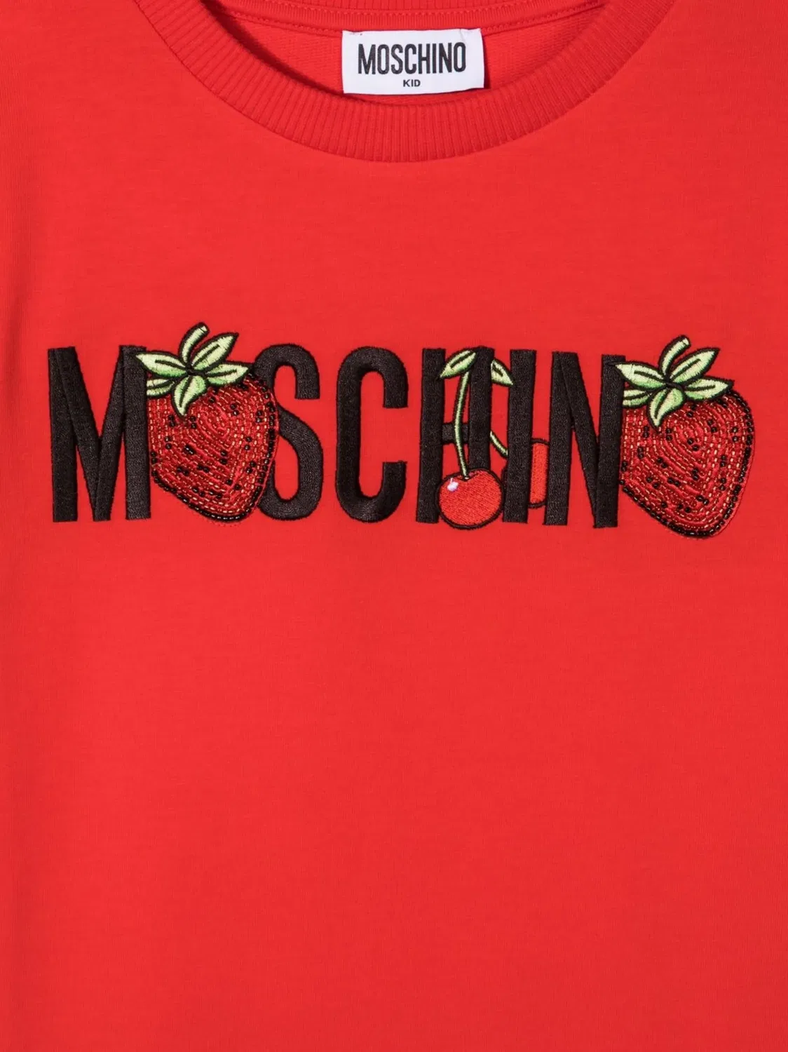 Платье-футболка с клубничным логотипом Moschino, красный — фото 3