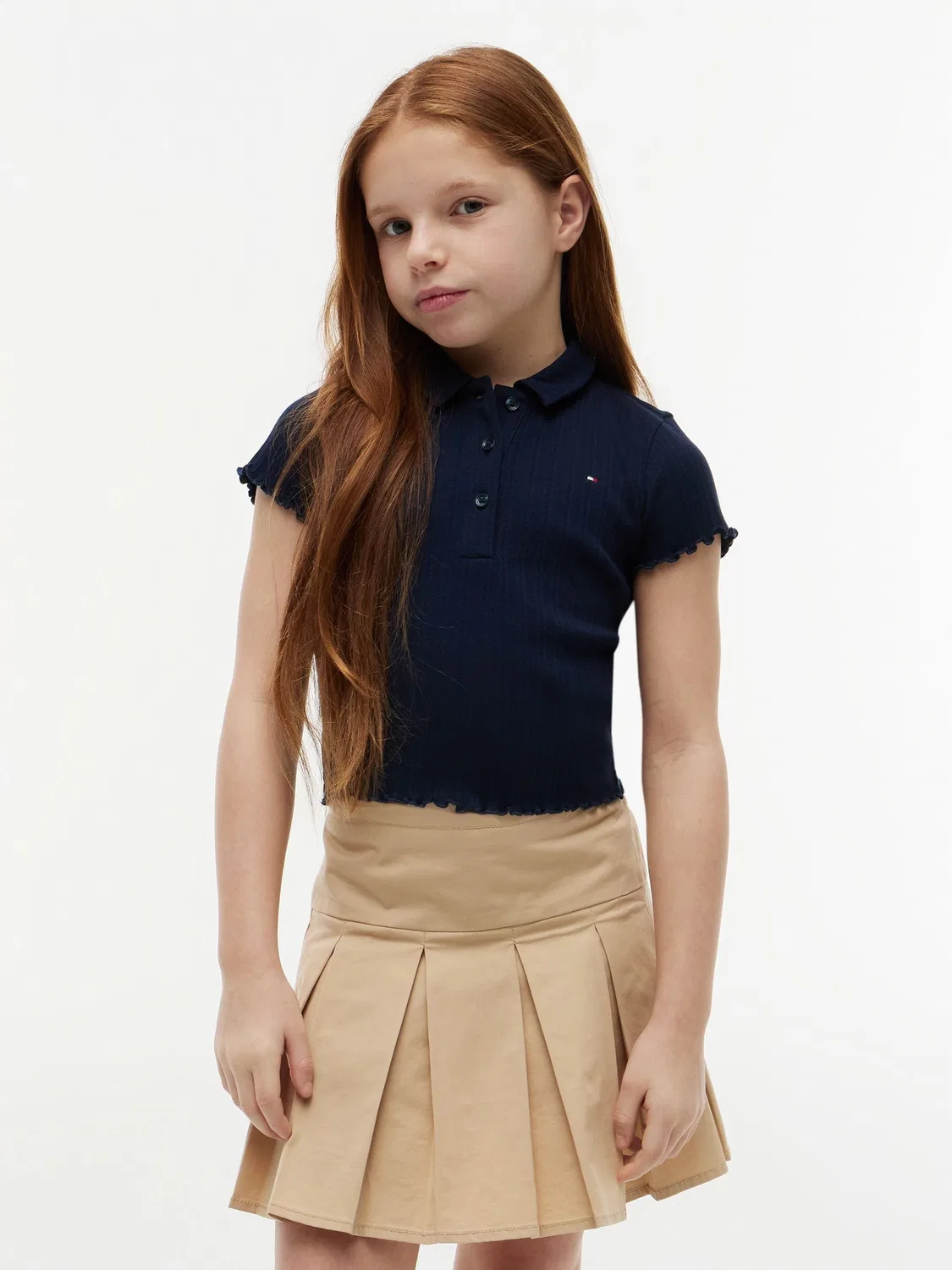 Футболка поло с кружевным узором Tommy Hilfiger, синяя