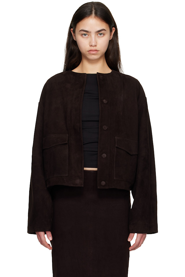 

St. Agni Коричневая замшевая куртка-бомбер в стиле «кокон»