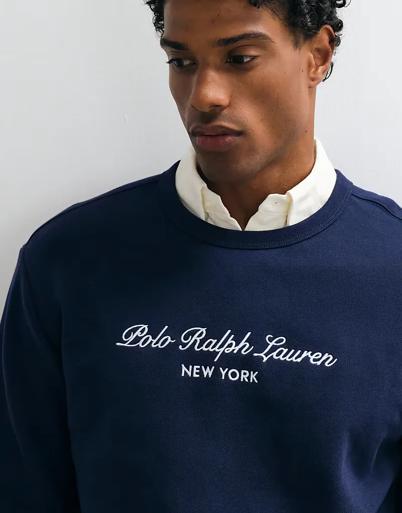 Толстовка Polo Ralph Lauren с крупным логотипом, темно-синий — фото 4
