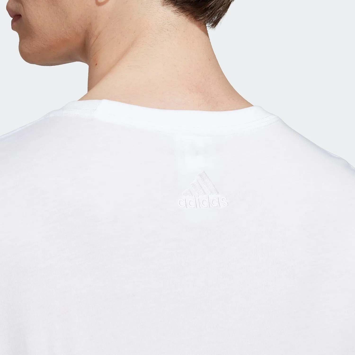 Мужская футболка регулярная Essentials Linear Embroidered Logo adidas, White/Black — фото 3