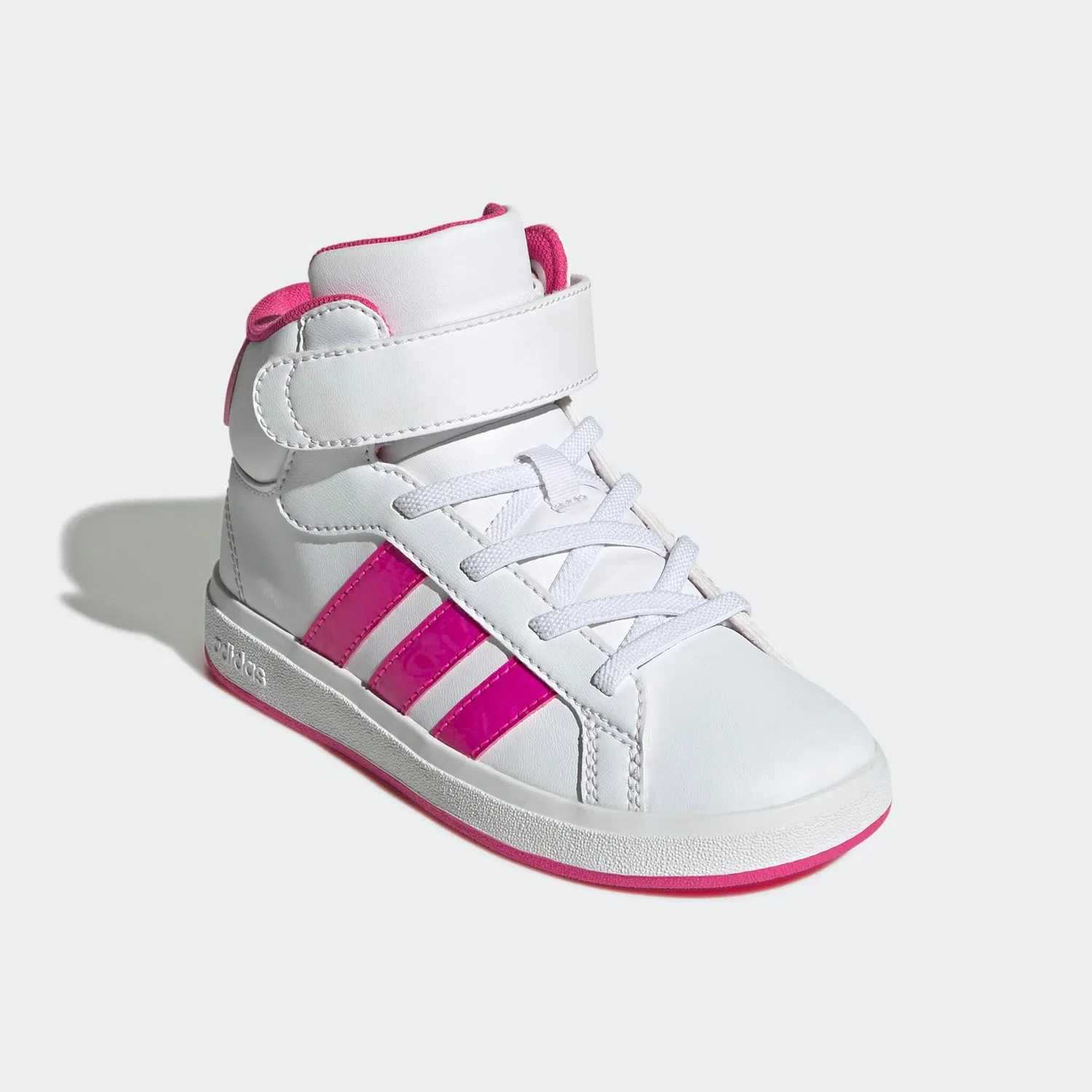 Детские кроссовки теннисные полувысокие Adidas Sportswear, Cloud White/Shock Pink/Grey Two