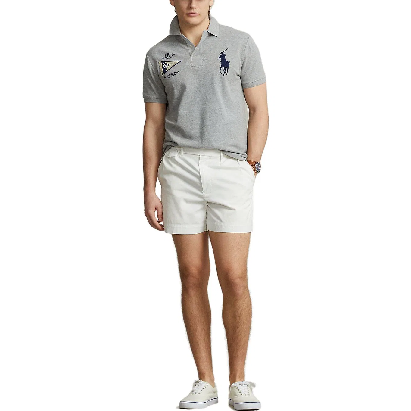 Мужское поло с коротким рукавом Polo Ralph Lauren Big Pony SS23, Серый — фото 4