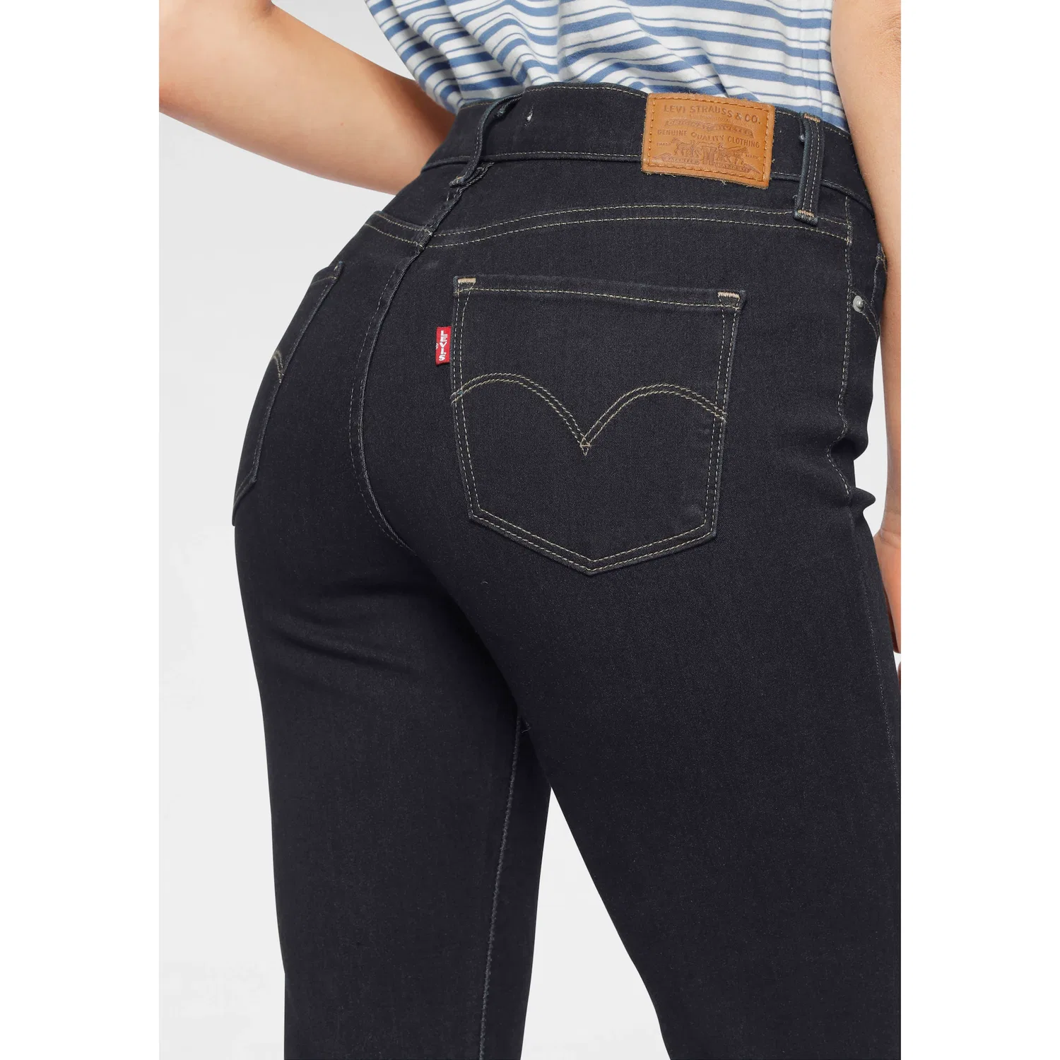 Женские прямые джинсы с эффектом потертости Levi's, Rinsed — фото 3