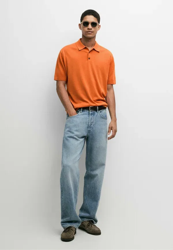 Футболка поло свободного кроя Polo shirt Massimo Dutti, оранжевый — фото 2