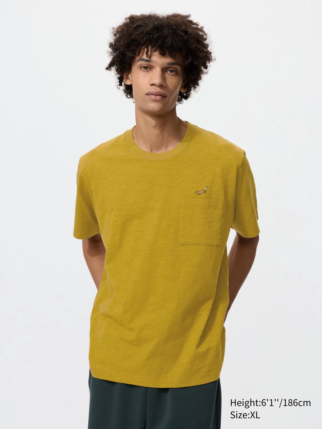 Футболка Uniqlo, мужская, с рисунком животных в стиле укие-э, желтый — фото 2