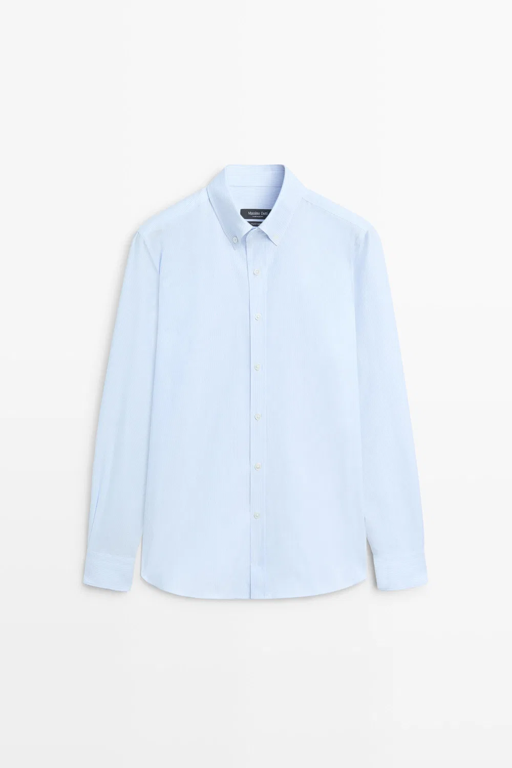 Рубашка Massimo Dutti, полосатая, из 100% хлопка, небесно-голубой — фото 2