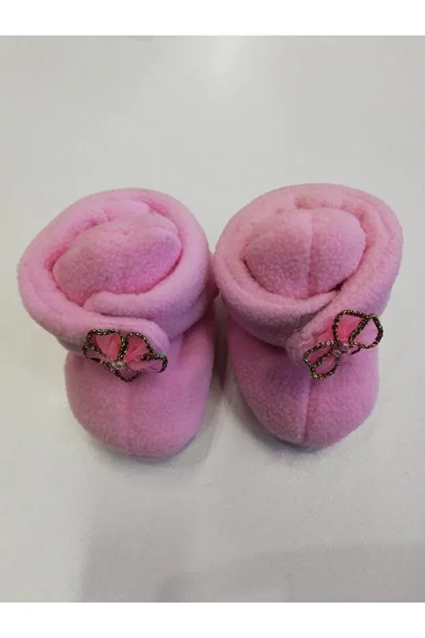 Детские пинетки для новорожденных без каблука Meriç Tasarim, Pink — фото 3