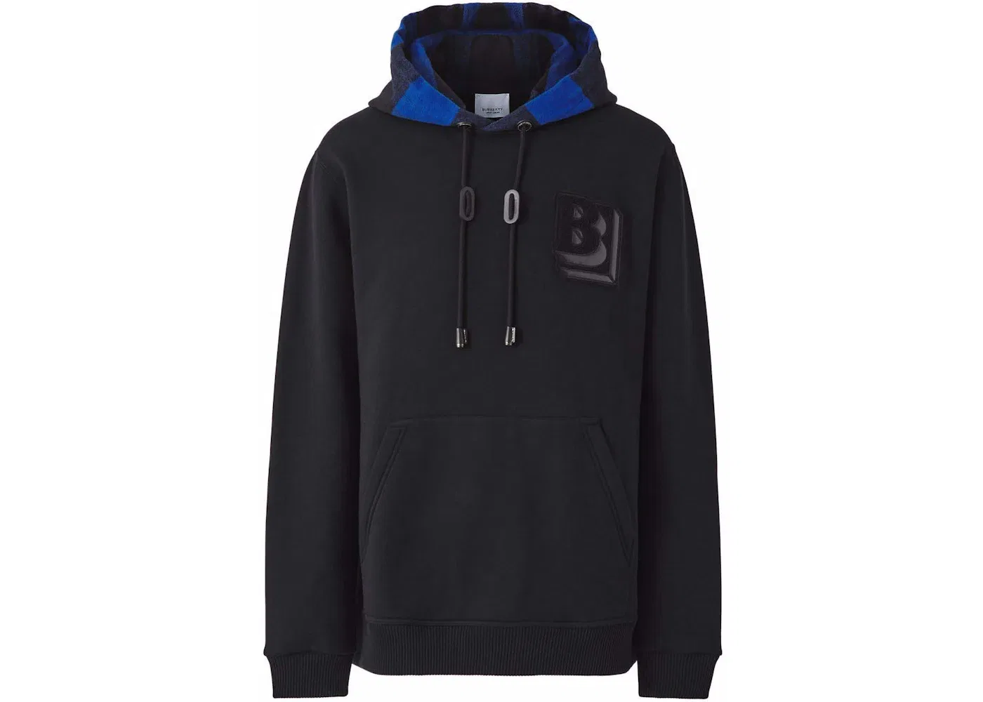 Мужской худи с принтом Burberry Check Hood Letter Graphic Hoodie Burberry, Black/Blue