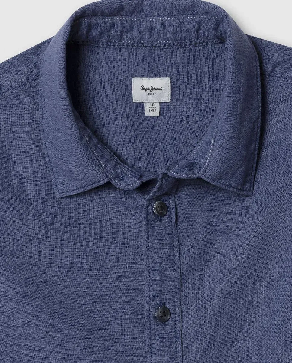 Детская рубашка для мальчиков льняная Daniel Pepe Jeans, Azul Índigo — фото 3