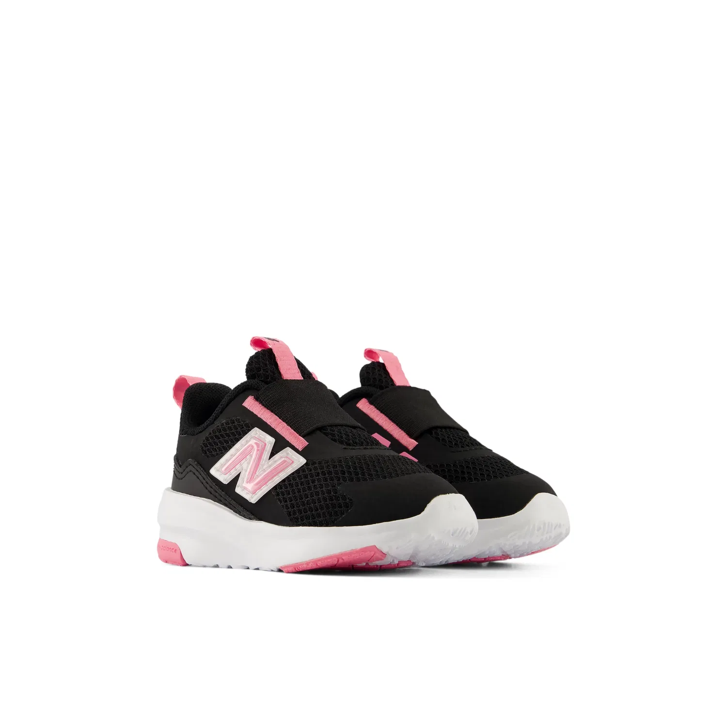 Детские кроссовки без шнуровки на дышащей сетке 468 Slip On New Balance, Black With Signal Pink — фото 2