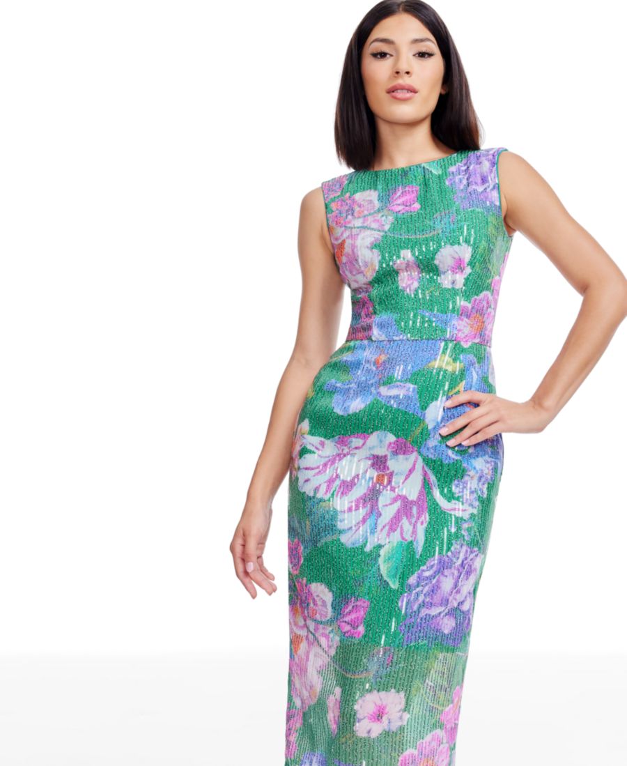 

Женское платье Claudette с цветочным принтом и пайетками Dress the Population, Capri Multi