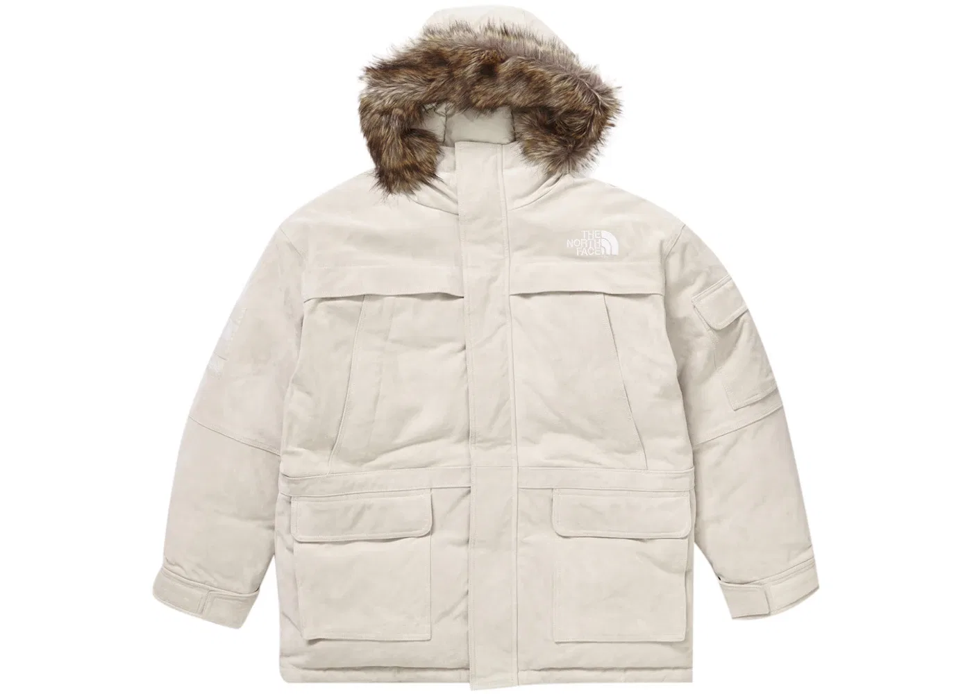 Мужская парка с наполнителем из пуха 600 Fill Suede The North Face Supreme, Stone