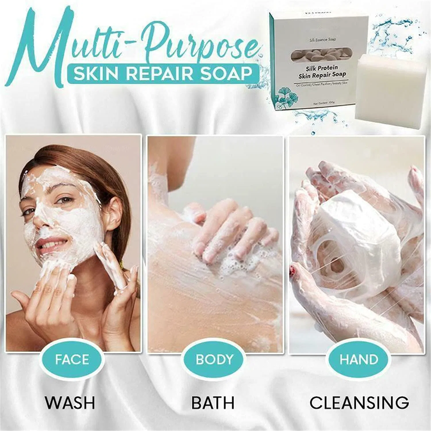 Мыло Silk Protein Skin Repair Soap, Nihexo, 100 г — фото 4