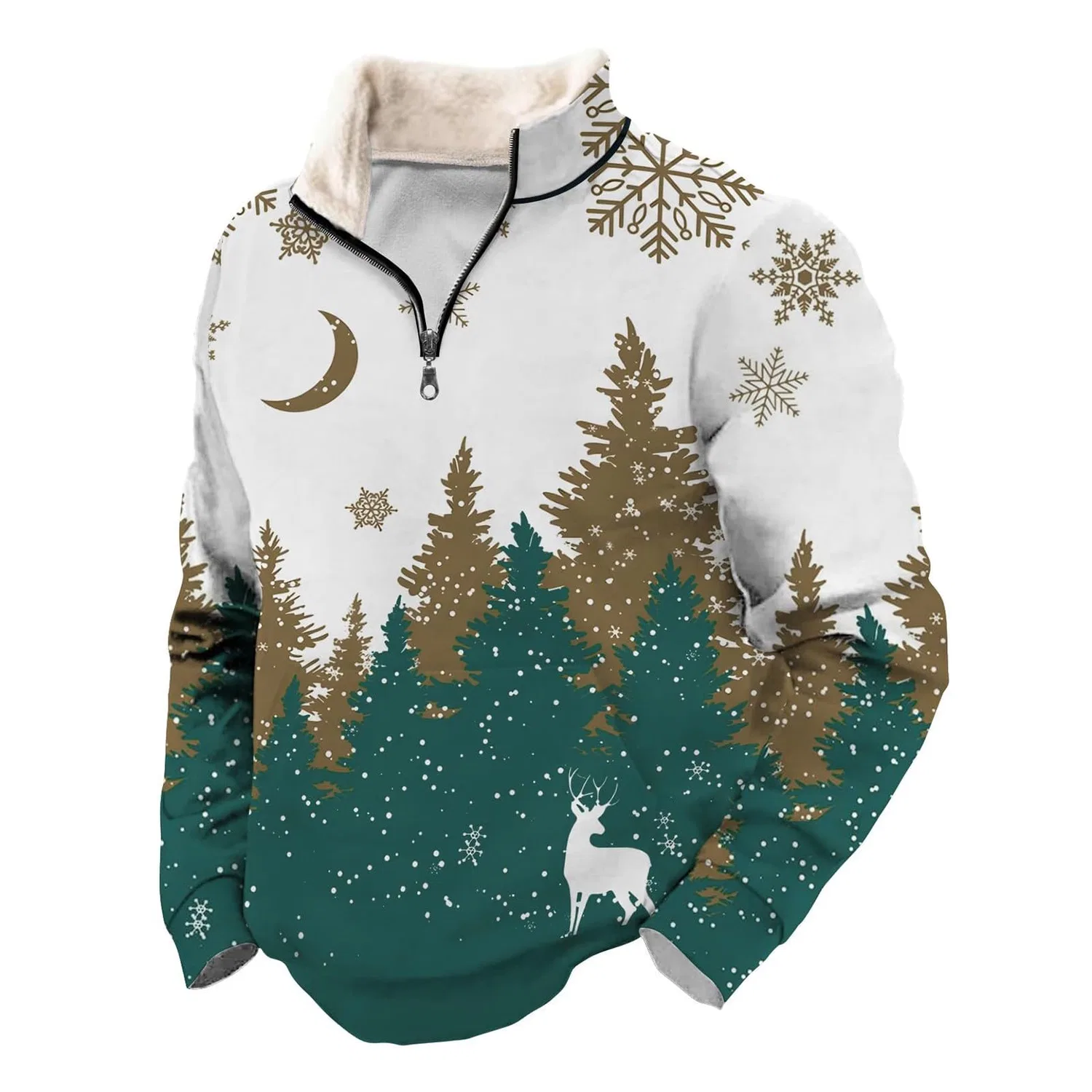 Мужской свитшот с принтом Hip Hop Santa DJ Christmas, Mint Green — фото 4