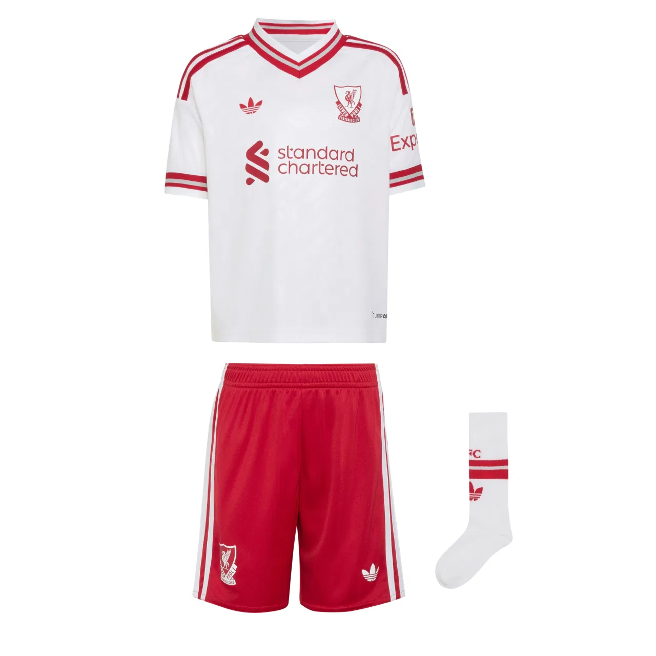 Детский спортивный комплект с V-образным вырезом Quick Dry Adidas Originals, White