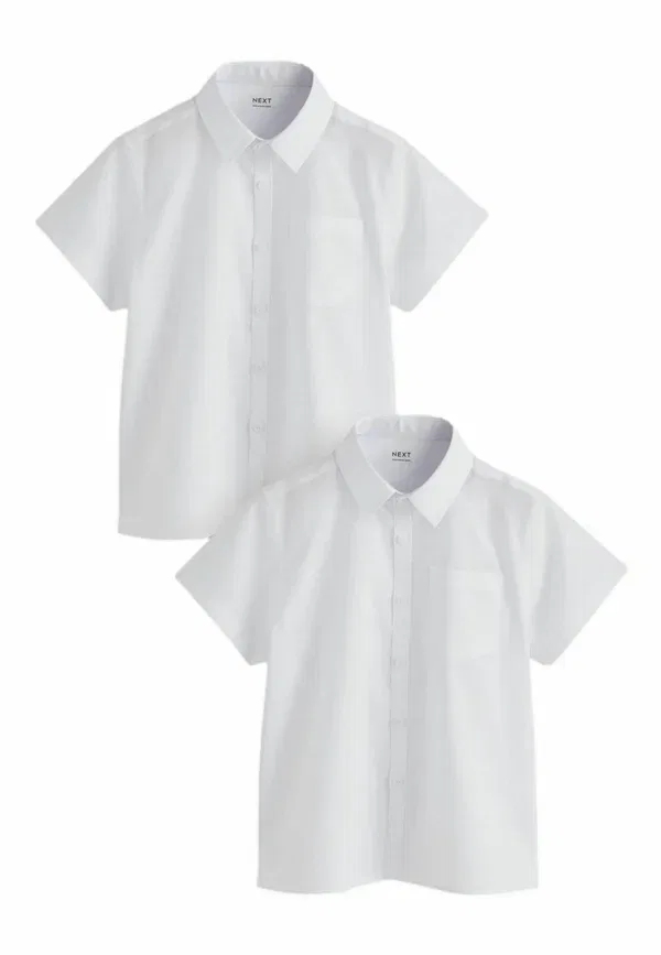 Рубашка школьная из полиэстера и хлопка Regular fit - plus fit short sleeve school shirts 2 pack, Next, белый