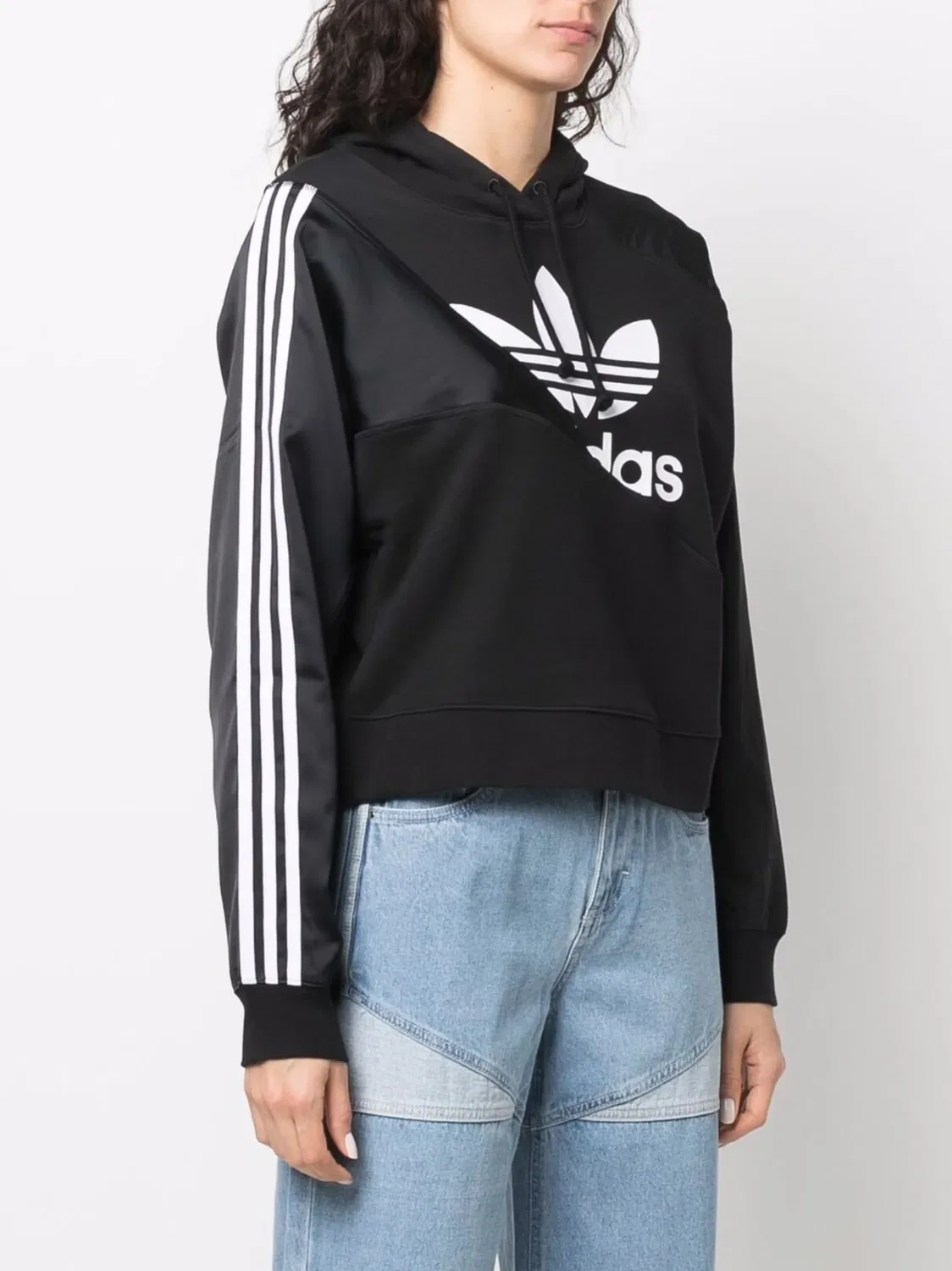 Худи с раздельным логотипом Trefoil Adidas, черный — фото 3
