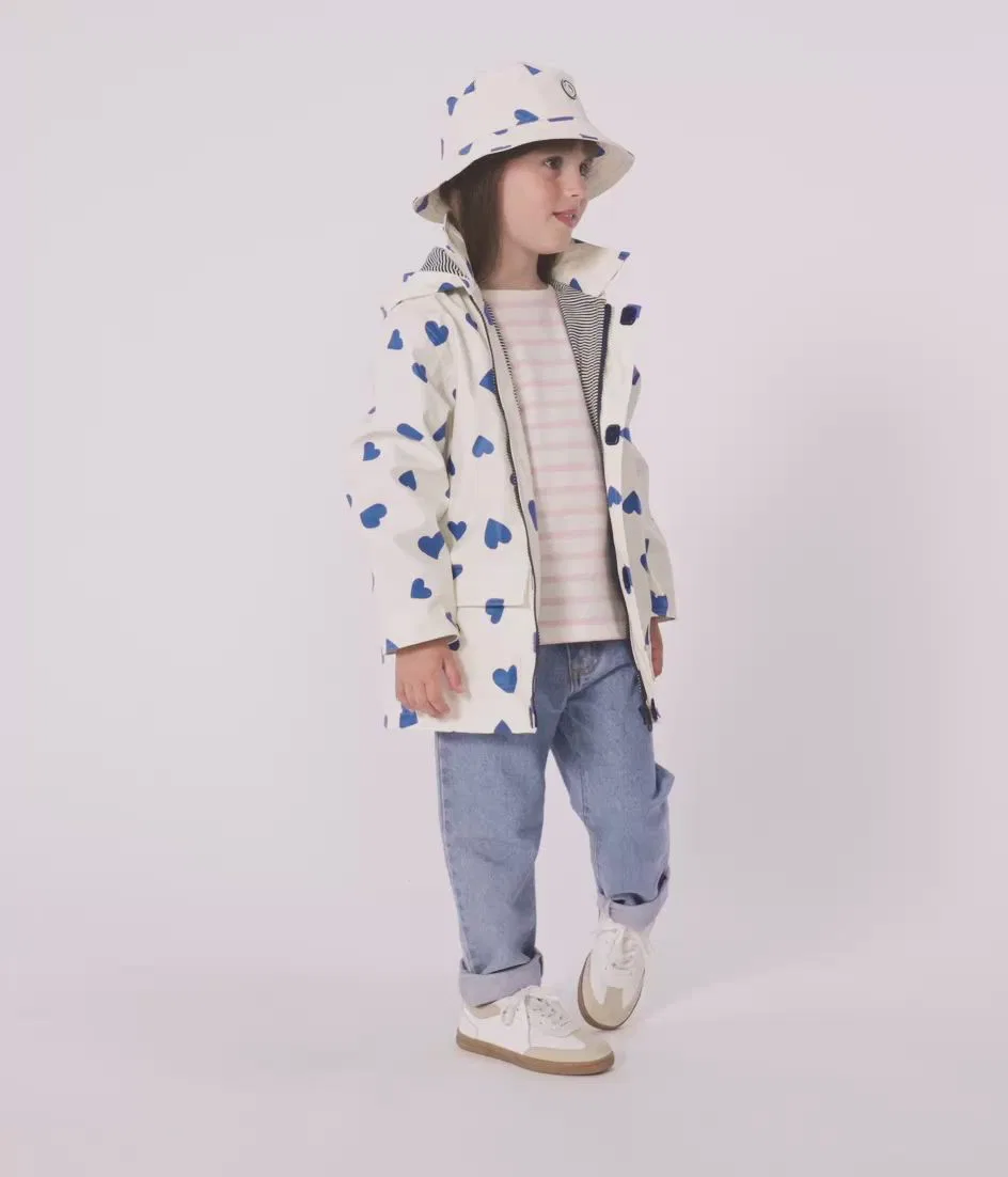 Детская куртка-парка с принтом Heart Print PETIT BATEAU, White/Blue — фото 2